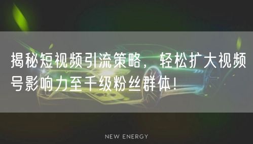 揭秘短视频引流策略,轻松扩大视频号影响力至千级粉丝群体!